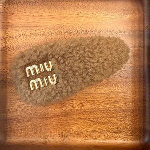 Miu Miu Tan Shearling Hair Barrette